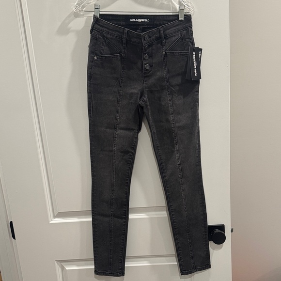 Karl Lagerfeld Charcoal Skinny Jeans Women’s Size 2 NWT Designer - Picture 2 of 6